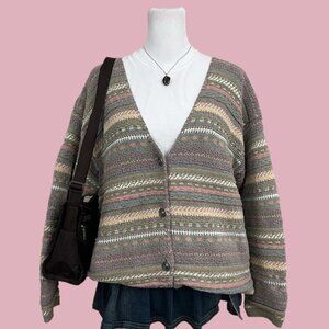 pastel striped 90s oversized cardigan
